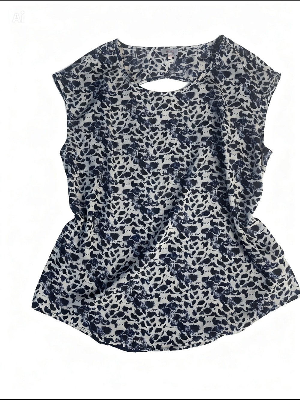 Pixley Navy and White Spotted Cap-Sleeve Blouse from Stitchfix
